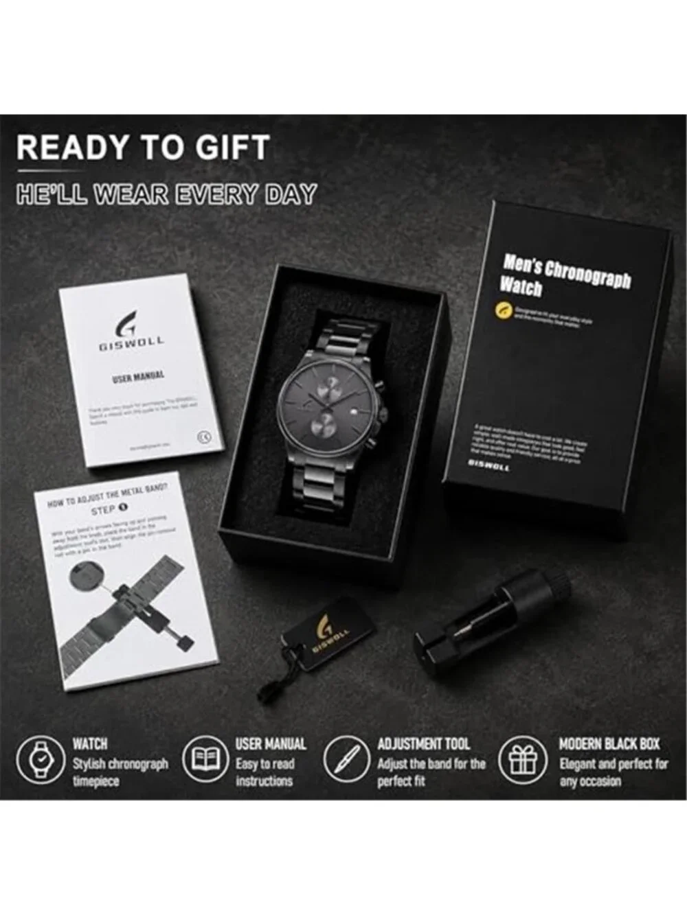 Stylish Stainless Steel Men's Watches with Functional Chronograph Subdials